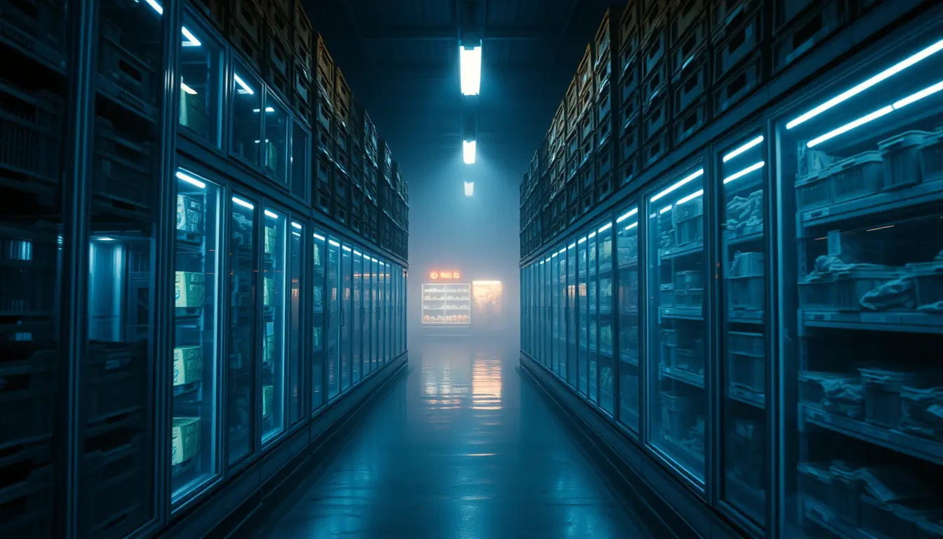 A cold store aisle